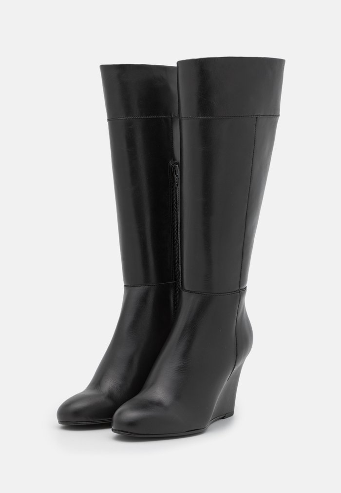 Bottes Anna Field LEATHER Wedge Zip UP Noir Femme | VFN-6969866